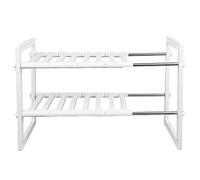 RELOVE Organiseur sous évier à 2 niveaux, étagère de rangement extensible avec étagères amovibles en plastique et tuyaux en acier, étagère pour cuisine, salle de bain