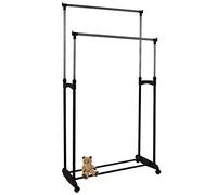 RELOVE Portant à vêtements,Portant Hauteur et Largeur Réglables, penderie Double sur roulettes vestiaire Mobile avec 2 Barres de Hauteur réglable (bipolaire)