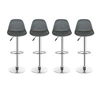RELOVE Tabourets de Bar Lot de 4 pivotant- Lot de 4 chaises de Bar réglable,Réglable en Hauteur et Rotative à 360°，Robuste et Ultra Silencieux-Gris-4pc