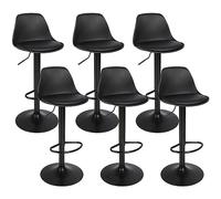 RELOVE Tabourets de Bar Lot de 6 pivotant- Lot de 6 chaises de Bar réglable,Réglable en Hauteur et Rotative à 360°，Robuste et Ultra Silencieux-6pc-B Noir Pur