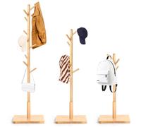 Relquorax Porte-manteau en bois de hêtre massif en forme d'arbre pour vêtements, 9 crochets, 180 x 38 x 38 cm, pour vestes, chapeaux, sacs, entrée, couloir, bureau, chambre à coucher (naturel)