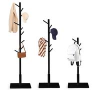 Relquorax Porte-manteau en bois de hêtre massif en forme d'arbre pour vêtements, 9 crochets, 180 x 38 x 38 cm, pour vestes, chapeaux, sacs, entrée, couloir, bureau, chambre à coucher (noir)