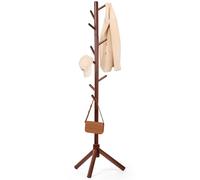 Relquorax Porte-manteaux en bois de hêtre - En forme d'arbre - Avec 9 crochets - 3 réglages de hauteur - Porte-manteaux autonomes - Pour vêtements, chapeaux, écharpes, sacs - Marron