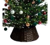 RELSY Jupe de sapin de Noël en osier marron/noir, panier de base de sapin de Noël, jupe de sapin de Noël en rotin, jupe de sapin de Noël en osier pour toutes les tailles de sapin (L, noir/marron)