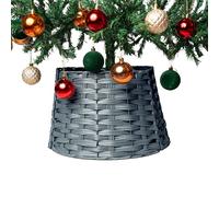 Relsy Jupe de sapin de Noël grise en osier, panier de base de sapin de Noël, jupe de sapin de Noël en rotin, jupe de sapin de Noël en osier pour toutes les tailles de sapin (S, gris froid)