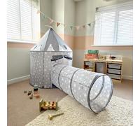 RELSY Tente et tunnel pop-up gris pour enfants | Tunnel de jeu 150 cm x 45 cm | Tente de jeu 135 x 100 cm | Ensemble de jeux et d'aventure