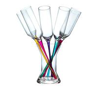 Relsy Verres à Champagne Arc-en-ciel Trempés - Lot de 6 Élégants Verres Colorés Sans Pied avec Support pour Vase - Parfaits pour les Fêtes de Vin ou de Prosecco et les Événements Sociaux