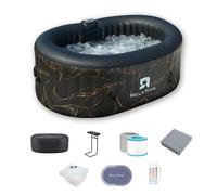 RELXTIME - Spa Gonflable Ovale 2 Places Noir & Or - 100 Jets à Bulles - Couverture Isolante - LED Intégré - Filtre Inclus