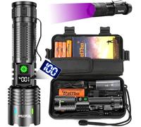 Relybo Lampe Torche LED Ultra Puissante, 1000000 Lumen Lampe De Poche, Lampe Torche Rechargeable USB, Lampe De Poche LED Ultra Puissante, Lampe Tactique Militaire Police, 5 Modes pour Urgences Camping