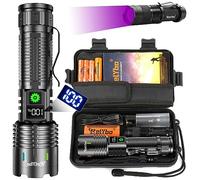 Relybo Lampe Torche Led Ultra Puissante, 1000000 Lumen Lampe De Poche, Lampe Torche Rechargeable USB, Lampe De Poche led Ultra Puissante, Lampe Tactique Militaire Police, 5 Modes pour Camping