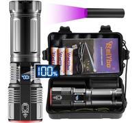 Relybo Lampe Torche LED Ultra Puissante, 1000000 Lumens Lampe Torche LED Puissante Rechargeable USB, XHQ100 Torche Puissante Tactique Militaire Pour Camping Urgence