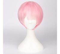 Rem Ram bleu rose perruque courte cosplay costume Re: la vie dans un monde différent de zéro cheveux résistants à la chaleur femmes perruques (sans couvre-chef) rose