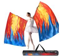 Remagr 2 Pcs 63"X43.3" Praise Dance Worship Flags with Scalable Rod Semicircle Angel Wing Flag Church Praise Flags for Worship Dance Banner Outdoor Practice Performance(Yellow, Red, Blue)