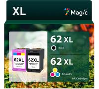 Remanufactured 62 XL Cartridge for HP Black and Colour ¿ Compatible with Envy 5540 5640 5644 7640, Officejet 200 250 5740 (Black and Colour)