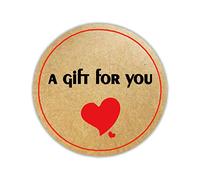 Remarkable Lot de 500 étiquettes autocollantes rondes en papier kraft naturel avec cœur rouge « A Gift for You » - 3,8 cm