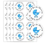 Remarkable Lot de 504 autocollants ronds pour fête prénatale « Thank You for Showering US », 3,8 cm (bleu)