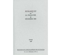 Remarques sur la paralysie de décembre 1995 - Collectif - Encyclopedie Des Nuisances Eds - broché - Livre