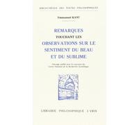 Remarques touchant les observations sur le sentiment du beau et du sublime