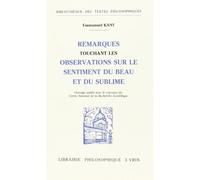 Remarques touchant les observations sur le sentiment du beau et du sublime - Emmanuel Kant - Vrin - broché - Livre