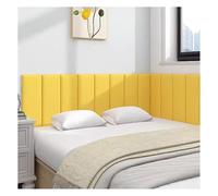 Rembourrage mural anti-collision 3D - Autocollant imperméable pour tête de lit double, grand lit, très grand lit - Panneaux rembourrés à décoller et à coller - Couleur : jaune, taille : 60 x 50 cm