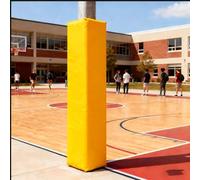 Rembourrage Panier Basket-Ball À Poteaux Carrés 8,5, 11,5, 14, 16,5, 19 Et 21,5 Cm, Housse Protection Poteaux Soutien sous-Sol, Coussinet Souple Anti-Collision(Yellow,120CM_16.5X16.5CM)