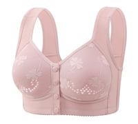 Rembourrée Front Buckle Middle and Elderly High Grade Underwear Female New Thin Wide Straps Ladies Soft Cotton Without Ring Vest Big Size Bra Brassière Grande Taille avec Armature (Pink, 38)