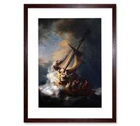REMBRANDT CHRIST IN STORM ON LAKE OF GALILEE OLD PAINTING FRAMED ART PRINT PICTURE & MOUNT F12X1040