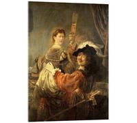 Rembrandt et Saksia dans la parabole de l'enfant prodigue Tableau en verre