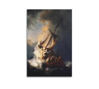 Rembrandt Peinture artistique « La tempête sur la mer de Galilée » Poster cool Art mural peintures sur toile à suspendre Décoration d'intérieur Idées créatives 30 x 45 cm