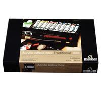 Rembrandt Set de Peinture Acrylique Professionnelle dans une Boîte en Bois de Luxe Traditionnelle | 10 Tubes (40 ml) + Pinceaux & Accessoires