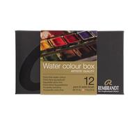 Rembrandt Set de peinture aquarelle professionnelle en boîte métallique de luxe | 12 couleurs de base + pinceau
