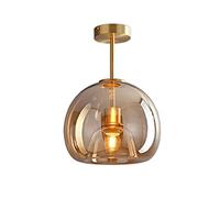 REMEK Plafonniers rétro circulaires en Verre, Abat-Jour en Verre Gris fumé/Ambre, plafonnier à la Mode, Montage Semi-encastré, Chambre à Coucher, Bureau, Restaurant éclairage décoration plafonnier