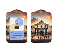 Remember-The-Alamo-Texas Porte-badge en cuir synthétique avec cordon, porte-badge vertical pour Ofiice