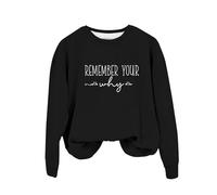 Remember Your Why Pull décontracté à col rond pour femme - Jolie chemise de Noël à manches longues - Robe avec cardigan assorti pour femme, Noir , XL
