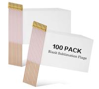 Remerry Lot de 100 drapeaux blancs à sublimation - Petits drapeaux blancs à coller - Avec bâton en bois - Pour fête d'anniversaire, défilés, événements de mariage, célébration, 12,7 x 20,3 cm