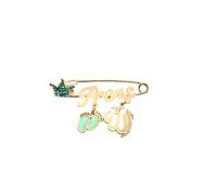 Remi Bijou - Broche pour Bébé Enfant Fille Garçon - Porte-Bonheur Masallah Allah Ayetel Kürsi Prière Dua Nazar Boncuk Œil Turc - Jaune - Longueur Environ 5 cm