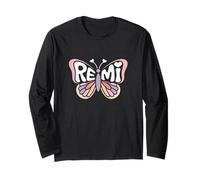 Remi Butterfly - Word Art personnalisé avec nom Mignon Manche Longue