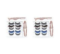 Remingtape 10 Paires de Faux Cils Magnétiques de Couleur de Style Mélangé Ensemble de Pinces à épiler Eyeliner Imperméables Faux Cils Magnétiques épais