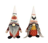 Remingtape 2 Pièces Décorations D'Halloween Tissu de Gnomes D'Halloween 28x12 cm Décor en Peluche de Gnomes Faits à la Main avec Citrouille Chauve-Souris, Ornement de Gnome de Table à Manger à la Mais