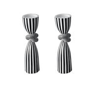 Remingtape 2X Bougeoir Torsadé à Rayures Noires et Blanches, Ornement en Résine, Décoration de Table à Manger, Porte-Bougie Irrégulier, Support-A