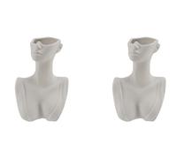 Remingtape 2X Tête Humaine Vases à Fleurs Portrait Vase Décoratif Nordique Pot de Fleur Ornement Céramique Statue Artisanat Maison