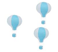 Remingtape 3pièces 12 Pouces Ballon à Air Chaud en Papier Lanterne Abat-Jour Plafond Lumière Mariage Décoration, Rayures Bleu