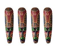 Remingtape 4X Masque Tenture Murale UN Mur Sculpture Peint UN Mur Bar Décoration Africain Totem Masque A