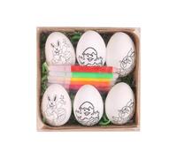 Remingtape 6 Pièces Bricolage Œufs Peints À La Main 2024 Œufs de Dessin Animé Fait Main Cadeau pour Enfants Kit De Peinture Œufs de Pâques Installation Facile À Utiliser-C