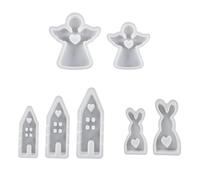 Remingtape 7 pièces DIY Maison Maison Lapin Bougie Silicone Moule Set Love House Moule Cuisine Chocolat Silicone Aromathérapie Maison Décoration, Facile à Utiliser