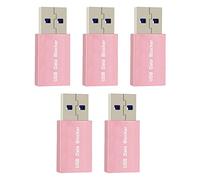 Remingtape Bloqueur de données USB 5 pièces - Adaptateur USB rechargeable uniquement pour bloquer la synchronisation des données - Protection contre le juice jacking - Rose