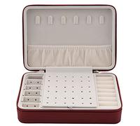 Remingtape Boîte à de style coréen Organiseur Présentoir Rangement Cuir Grand Multifonction Collier Boucle d'oreille Anneau Boîte pour Rouge