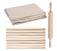 Remingtape Kit d'outils de poterie en argile polymère avec 12 pièces, y compris 1 rouleau à pâtisserie, 1 planche à nouer pour poterie/nappe en lin.