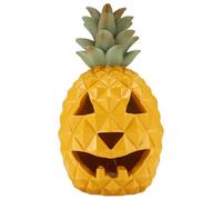 Remingtape Lanterne ananas - Lumière jaune - Lanterne ananas d'Halloween - Décoration - Lanterne ananas en résine avec lumière intérieure