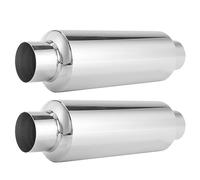 Remingtape Lot de 2 silencieux d'échappement de voiture argentés 2,5 entrées en acier inoxydable Résonateur universel